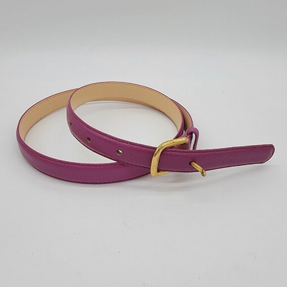 TLS Belt Hot Pink Gold Buckle Skinny Womens Medium 35.5 Long Excellent Condition - Picture 1 of 6